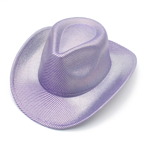 Metallic Glitter Western Cowboy Hat Horizontal Striped Jazz Fedora For Party Halloween Carnival Unisex Cotton Blend Fashion
