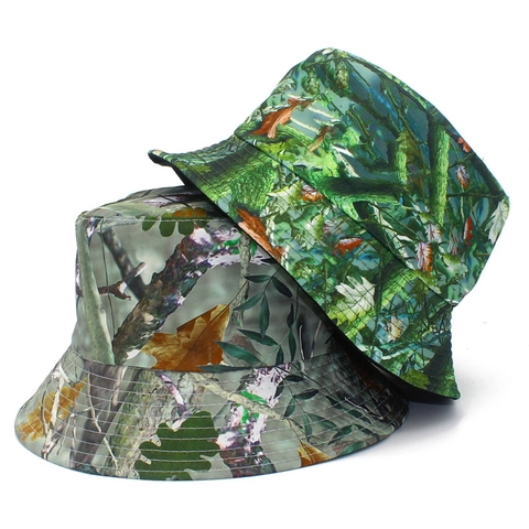 Cappello da Pescatore Mimetico con Foglie per Uomo Donna Protezione Solare Tesa Larga Cappello da Escursionismo in Cotone Traspirante