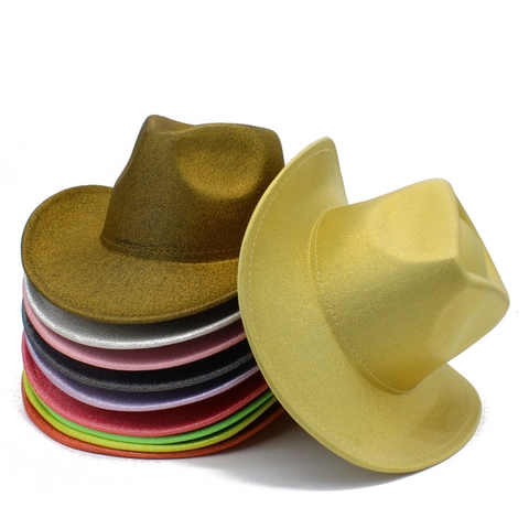 Μεταλλικό Γκλίτερ Δυτικό Καπέλο Cowboy Για Γυναίκες Άνδρες Απόκριες Καρναβάλι Πάρτι Καπέλο Fedora Λαμπερό Καπέλο Cowboy