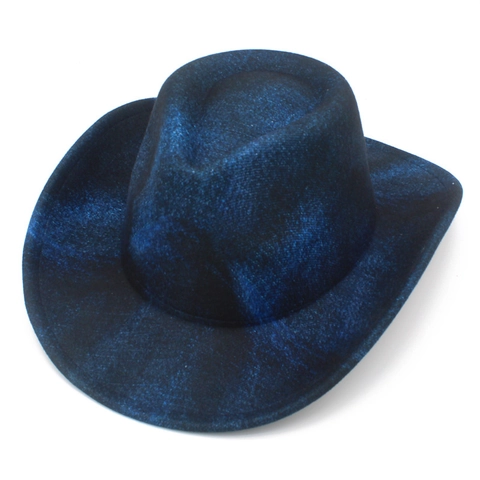 Vintage Western Cowboy Hat For Men Women Wide Brim Fedora Jazz Hat Marble Texture Party Hat Cotton Blend Rolled Brim