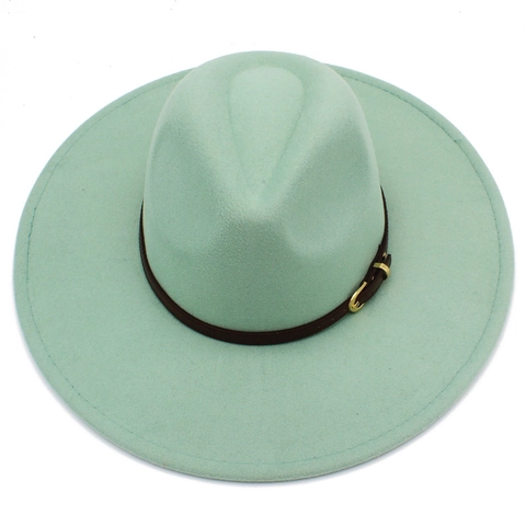 Cappello Fedora a Tesa Larga Vintage per Uomo Donna Misto Cotone Panama Jazz Hat Con Fibbia Cintura Cappello Autunno Inverno