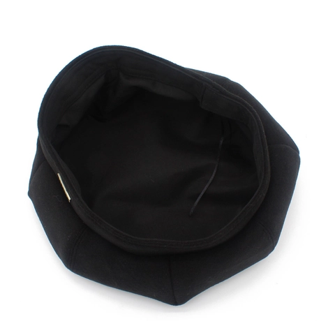 Klassische Schwarze Baumwolle Baskenmütze Für Damen Vintage Retro Malermütze Mit Buchstaben Metalldekor Herbst Winter Warm