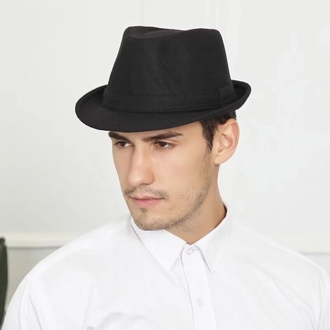 Vintage Men Wool Felt Fedora Hat Retro Gentleman Trilby Ribbon Band Warm Winter Formal Hat For Father Middle Aged Men