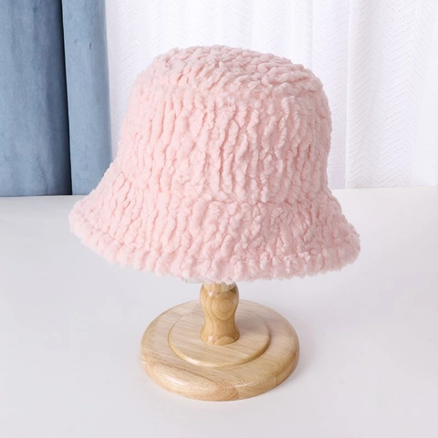 Sombrero de Pescador Cálido de Lana de Cordero para Mujer Color Sólido Cortaviento Sombrero de Peluche Moda Casual Protección Orejas