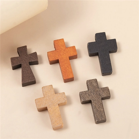 Vintage Wood Cross Pendants DIY Handmade Jewelry Findings Small Wooden Charms For Necklace Bracelet Making Craft Supplies