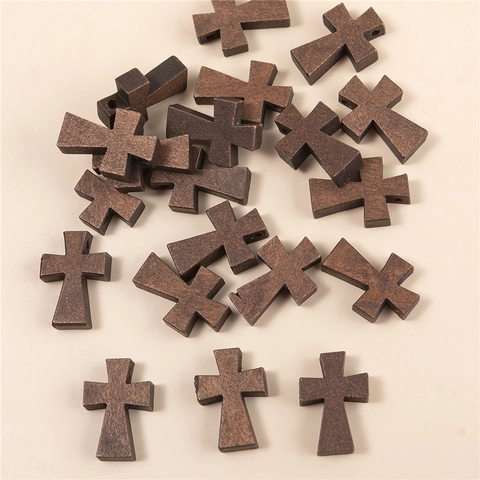 Vintage Wood Cross Pendants DIY Handmade Jewelry Findings Small Wooden Charms For Necklace Bracelet Making Craft Supplies