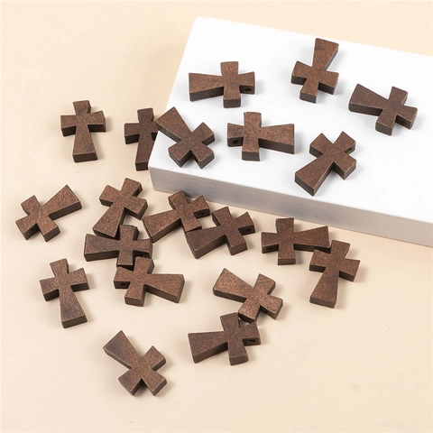 Vintage Wooden Cross Pendants For DIY Jewelry Making Handmade Necklace Bracelet Religious Wood Craft Charms Accessories