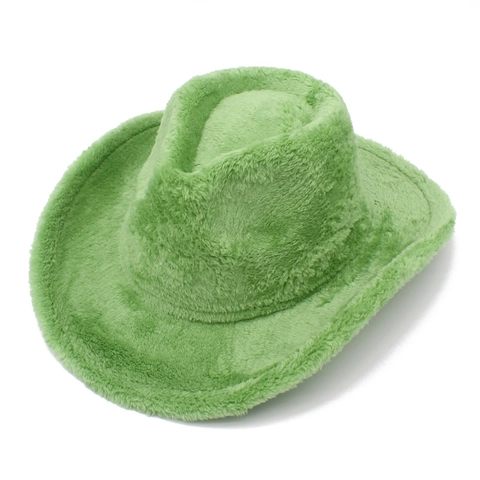 Cappello da Cowboy in Peluche da Donna Stile Western Invernale Caldo Tesa Larga Fedora Jazz Cappello per Accessori Moda Festa All'aperto