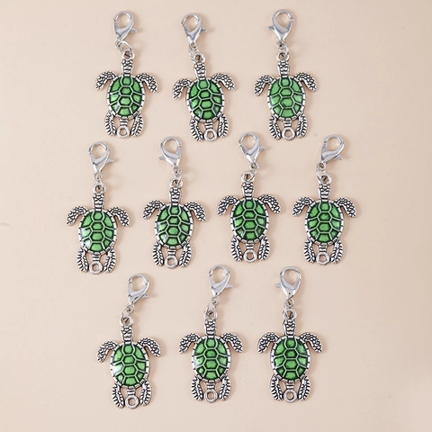 Alloy Enamel Sea Turtle Charms With Lobster Clasp Personalized Green Turtle Pendants For DIY Keychain Jewelry Making Decoration