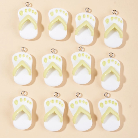 Cartoon Resin Flip-Flop Charms With Metal Rings DIY Jewelry Making Accessories For Earrings Keychains Bag Pendant Decor