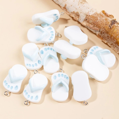 Miniature Simulation Flip Flop Charms Resin Slipper Pendants With Metal Ring For DIY Earring Keychain Phone Case Decoration Craft Supplies