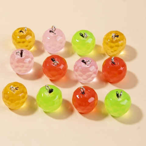 Resin 3D Fruit Charms Peach Plum Apple Shape Pendants With Metal Loop For DIY Earring Necklace Jewelry Making Accessories