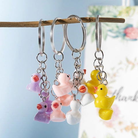 Schattige Hars Eend Sleutelhanger Cartoon Dier Hanger Voor Rugzak Tas Decor Kleurrijke Sleutelhanger Accessoire Voor Vrouwen Kinderen