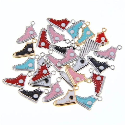 Mini Breloques de Chaussure en Toile en Alliage de Zinc Émaillé 3D Pendentifs de Baskets Colorés pour Création de Bijoux DIY