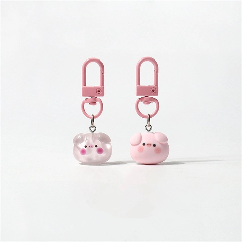 Cute Resin Cartoon Pig Head Keychain Pink Animal Bag Charm Versatile Minimalist Key Ring For Women Girl Handbag Accessory