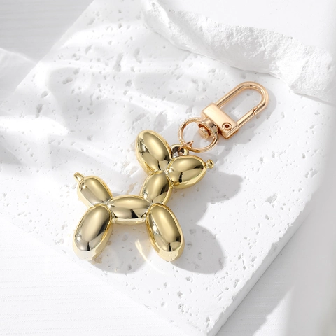 Creative Balloon Dog Keychain Electroplated Resin Metallic Mirror Finish Cute Animal Pendant For Bag Key Accessories Gift