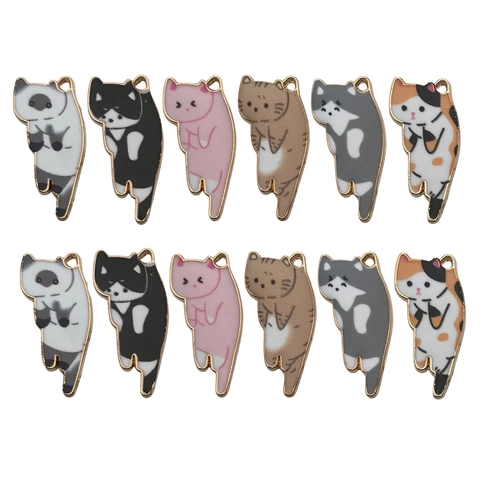 Pendentifs en Alliage d'Émail de Chat de Dessin Animé pour la Fabrication de Bijoux DIY Collier Bracelet Charmes d'Animaux Mignons