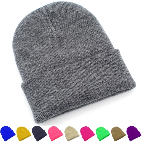 Berretto in Maglia Tinta Unita Invernale Per Donna Uomo Caldo Antivento Con Risvolto Morbido Elastico Skull Cap Moda Outdoor