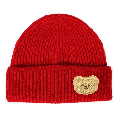 Korean Style Sweet Cute Bear Embroidered Knit Beanie Hat Winter Warm Ribbed Skull Cap For Women Men Couple Outdoor Fashion
