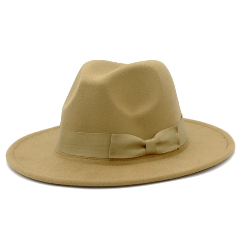 Klassischer Fedora Filzhut Mit Breiter Krempe Und Bandschleife Polyester Jazz Hut Für Damen Herren Kirche Hochzeit Fotografie