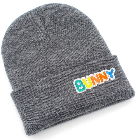Bunny Letter Embroidery Knitted Beanie Hat Warm Winter Slouchy Cold Cap Fashion Soft Acrylic Ribbed Skull Cap For Men Women
