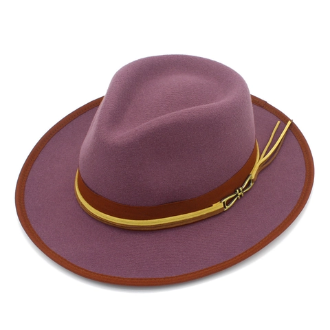 Vintage Woolen Fedora Hat Wide Brim British Style Jazz Hat With Tassel Buckle Belt Warm Winter Hat For Men Women
