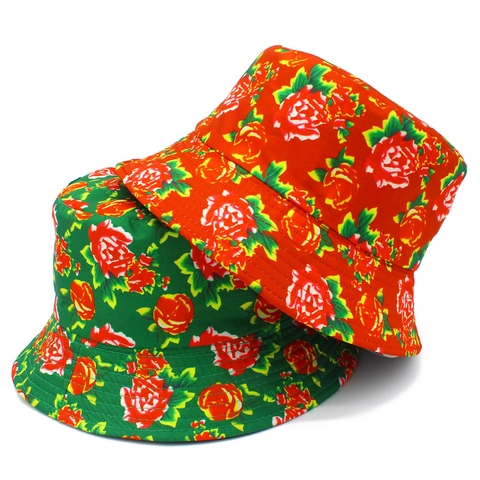 Vintage Omkeerbare Katoenmix Vissershoed Met Bloemenprint Zonbescherming Pioenroos Zonnehoed Voor Vrouwen Buiten Reizen