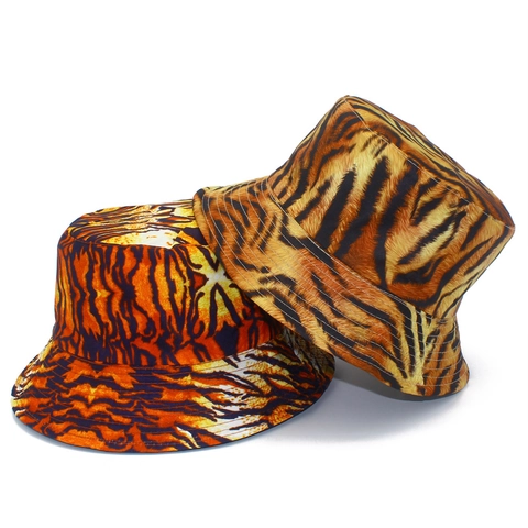 Unisex Omkeerbaar Vissershoed Tijgerprint Katoen Polyester Mix Zonbescherming Streetwear Bucket Hat