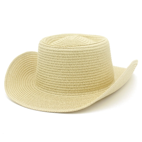 Western Cowboy Straw Hat With Wide Rolled Brim Summer Sun Protection Breathable Woven Beach Fedora Hat For Outdoor Vacation