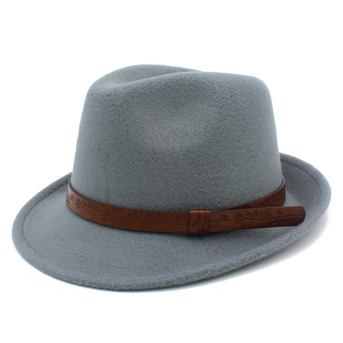 Chapeau Fedora Vintage Classique pour Hommes Femmes Style Feutre de Laine en Polyester Chapeau Jazz Avec Ceinture en Cuir