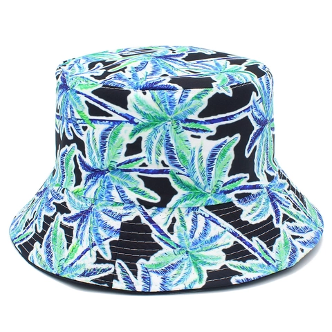 Cappello da Pescatore Unisex in Cotone con Stampa Tropicale di Palme Protezione Solare Estiva per Spiaggia e Vacanze