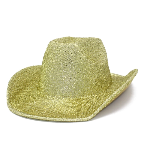 Cappello da Cowboy con Paillettes Donna Uomo Stile Western Tesa Larga Brillantini Cappello Jazz per Festa Festival Halloween