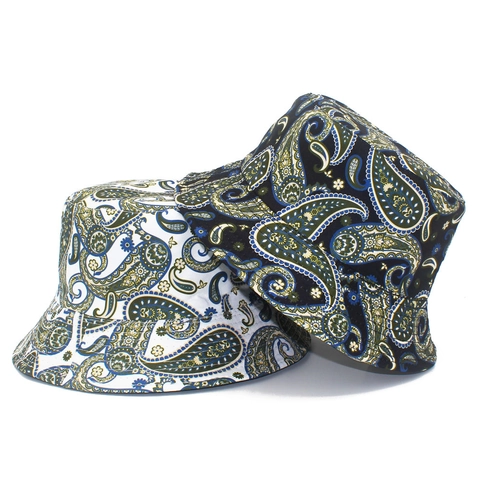Cappello da Pescatore in Cotone con Motivo Paisley Retrò Reversibile Protezione Solare per Uomo Donna Outdoor Streetwear