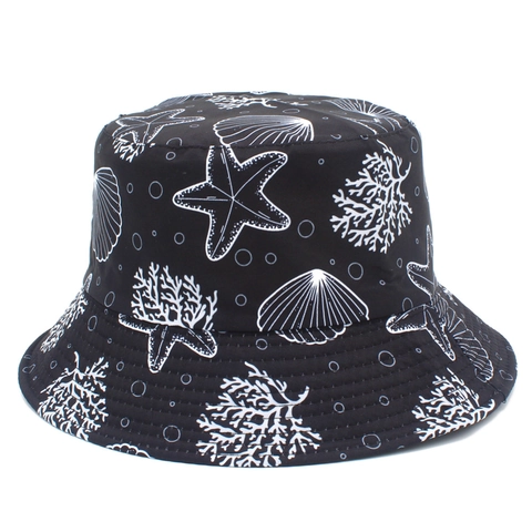 Cappello da Pescatore Reversibile in Cotone con Stampa Marina di Stelle Marine per Uomo e Donna Protezione Solare Viaggio