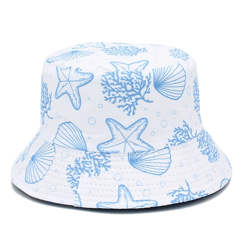 Cappello da Pescatore Reversibile in Cotone con Stampa Marina di Stelle Marine per Uomo e Donna Protezione Solare Viaggio