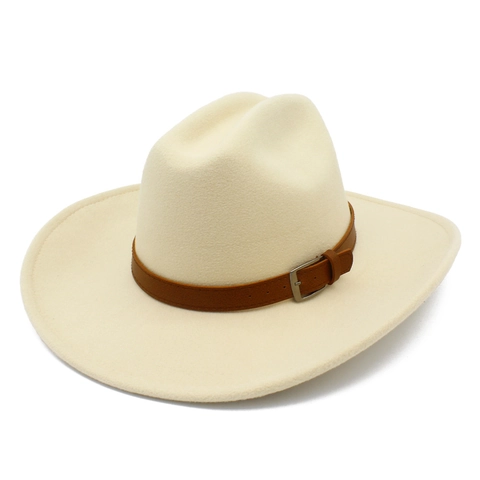 Chapeau Fedora Western Cowboy Classique Pour Hommes Femmes Feutre De Laine Bord Large Chapeau De Jazz Avec Ceinture En Cuir
