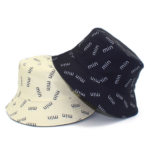 Unisex Fischerhut Mit Allover Buchstaben Print Baumwolle Wendbar Sonnenschutz Hut Outdoor Streetwear Strandmütze