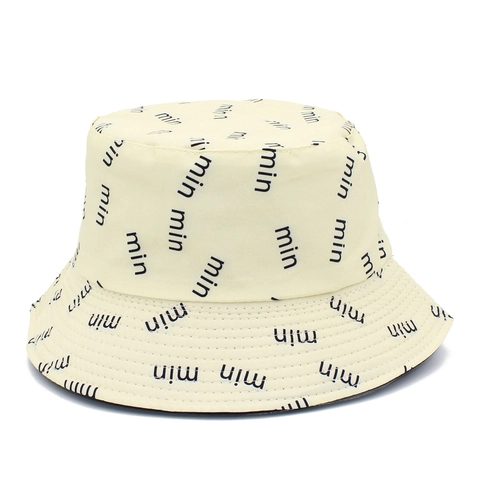Unisex Fischerhut Mit Allover Buchstaben Print Baumwolle Wendbar Sonnenschutz Hut Outdoor Streetwear Strandmütze