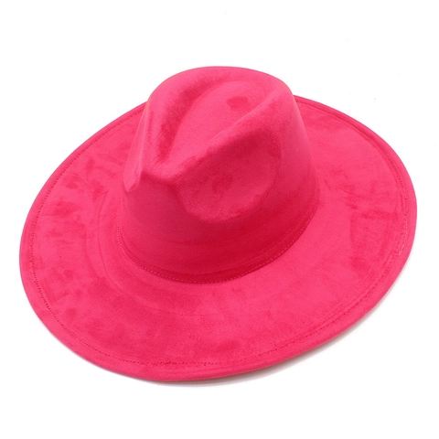 Vintage Faux Suede Wide Brim Fedora Hat For Men Women Solid Color Jazz Cap Elegant Winter Fall Fashion Gentleman Sun Hat