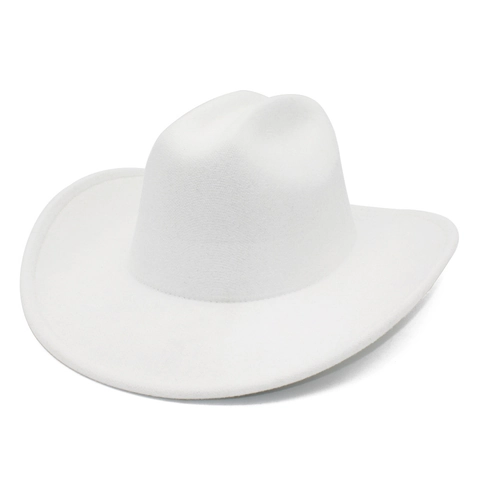 Sombrero de Vaquero Occidental para Mujer Hombre Ala Ancha Fieltro de Lana Fedora Jazz Cap Retro Color Sólido Sol Caballero