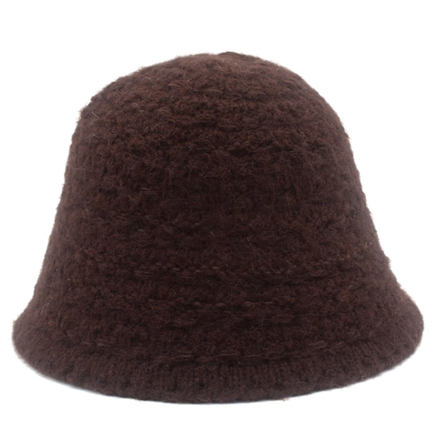 Knitted Bucket Hat For Women Warm Winter Hat Waffle Texture Solid Color Foldable Outdoor Fashion Basin Hat Soft Wool Blend
