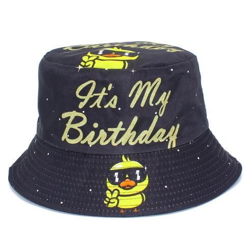 Birthday Party Bucket Hat For Men Women Cute Sunglasses Cartoon Duck Print It Is My Birthday Cotton Sun Hat Outdoor Fashion Fisherman Cap