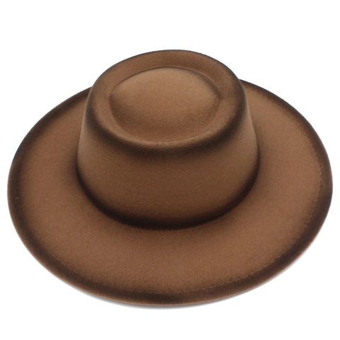 Vintage Gradient Wide Brim Fedora Hat For Women Men Cotton Polyester Concave Top Jazz Hat Warm Windproof Party Dress Hat