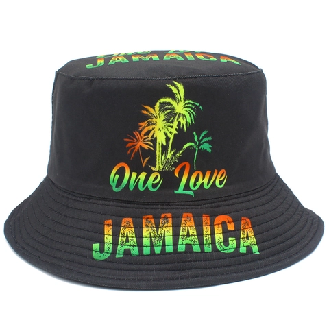 Jamaika One Love Palmbaum Druck Baumwolle Anglerhut Für Damen Herren Sommer Outdoor Sonnenschutz Strand Hip Hop Flacher Hut