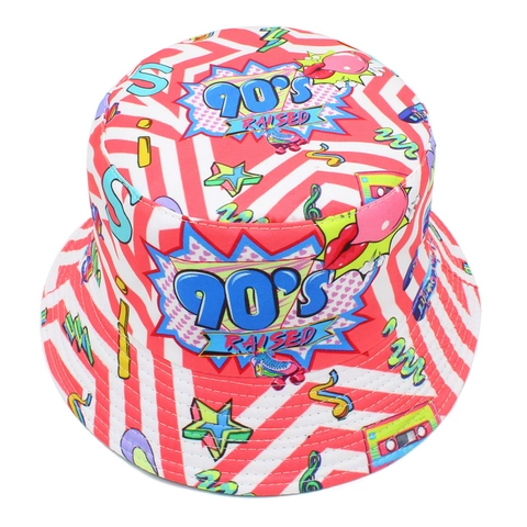 Cappello da Pescatore Reversibile Retrò Anni 90 Per Uomo Donna Cotone Stampato a Righe Protezione Solare Hip Hop Streetwear