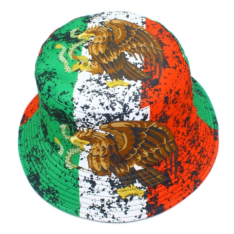 Sombrero de Pescador Bandera de México Águila Emblema Doble Cara Algodón Protección Solar para Hombre Mujer