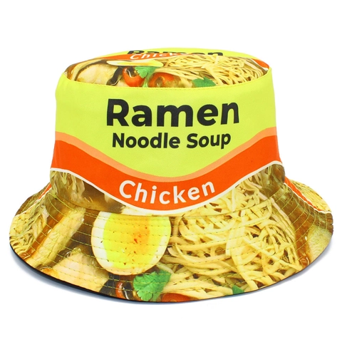 Ramen Noedelsoep Print Vissershoed Omkeerbaar Katoen Zonnehoed Nieuwigheid Voedsel Patroon Visserskap Voor Mannen Vrouwen Casual