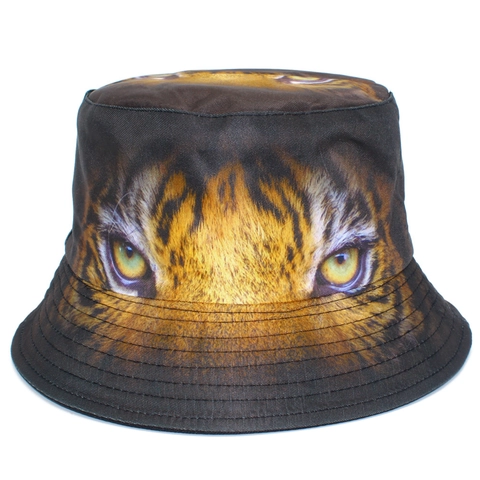 Reversible Tiger Eye Print Bucket Hat Unisex Cotton Outdoor Sun Protection Fisherman Hat Streetwear Hip Hop Travel Basin Hat