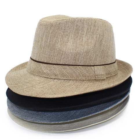 Chapeau Fedora à Bord Roulé à la Mode pour Hommes Femmes Respirant Coton Polyester Tissé Protection Solaire Été Plage Chapeau Jazz Style Britannique