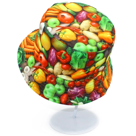 Wendbar Gemüse Obst Druck Anglerhut Damen Herren Casual Outdoor Sonnenschutz Baumwolle Fischerhut Sommer Strand Kappe